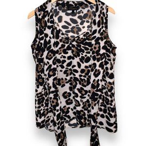 Donna Karen Women’s Sleeveless Cheetah Leopard Evening Top Size Medium Casual